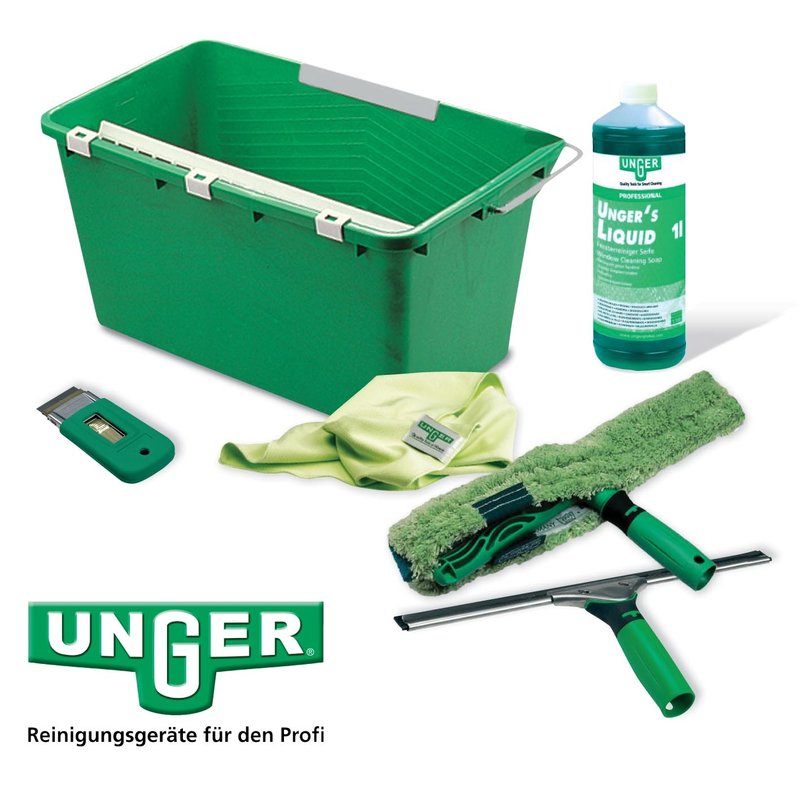 Fenster-Reinigungsset Profi – Mit Abzieher, Eimer, Mikrofasertuch, Streifenfrei, 250 Ml Konzentrat