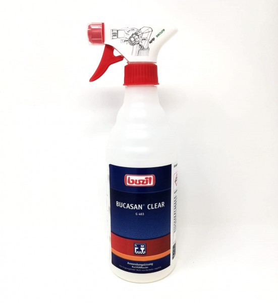 Buzil Spezial Leerfalsche + Verschäumerkopf rot Bucasan Clear 600ml